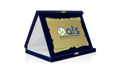 Astuccio in velluto blu + Pergamena oro