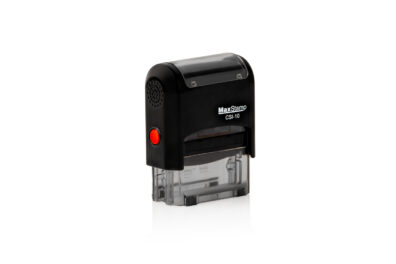 Timbro Personalizzato Autoinchiostrante, 38 x 15 mm, 3 Righe, Nero-Blu