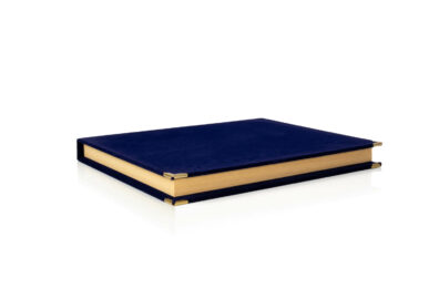 Targa Personalizzata con Astuccio in Velluto Blu con bordino in legno chiusa