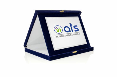 Targa Personalizzata con Astuccio in Velluto blu + Targa argento