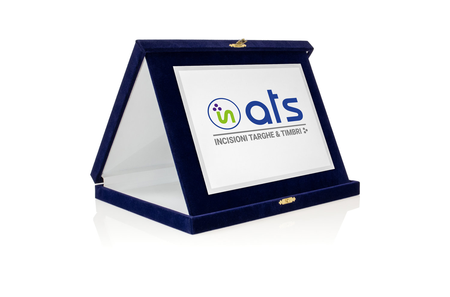 Targa Personalizzata con Astuccio in Velluto blu + Targa argento
