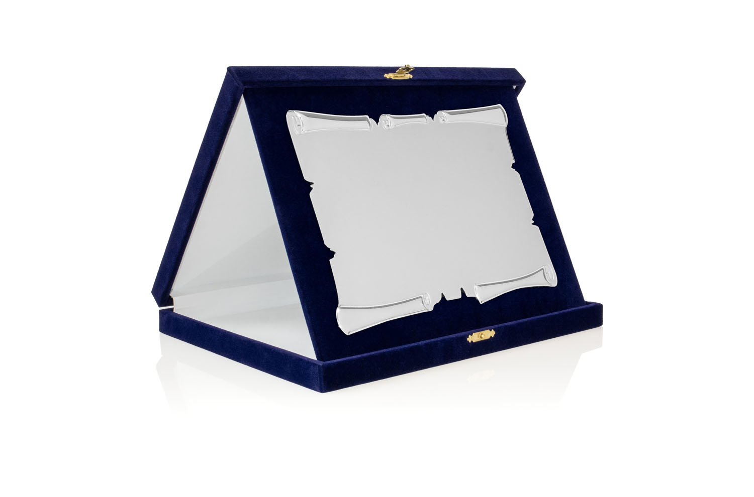 Targa Personalizzata con Astuccio in Velluto blu + Pergamena argento