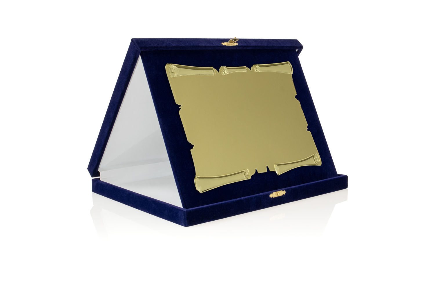 Targa Personalizzata con Astuccio in Velluto blu + Pergamena oro