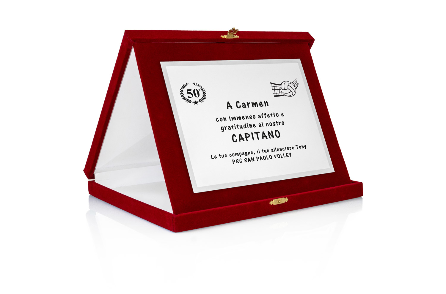 Targa Personalizzata con Astuccio in Velluto Rosso + Targa Argento