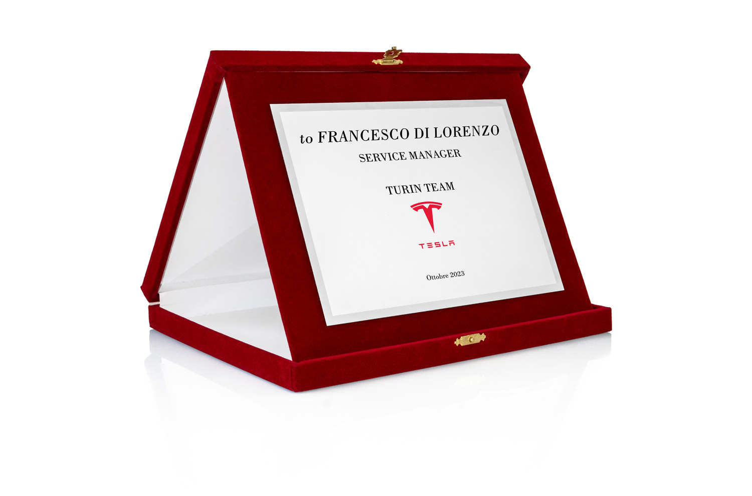 Targa Personalizzata con Astuccio in Velluto Rosso + Targa Argento