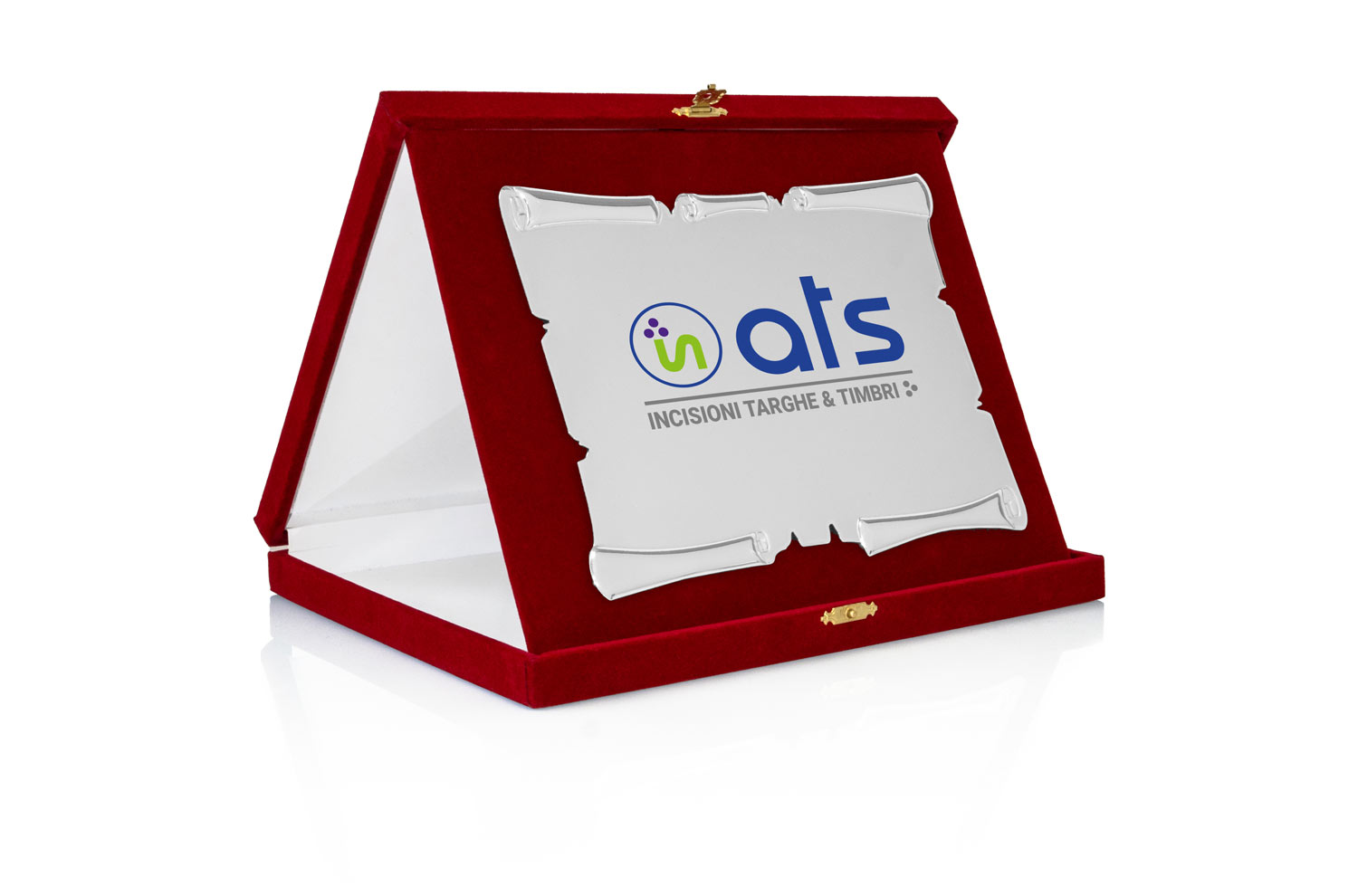 Targa Personalizzata con Astuccio in Velluto Rosso + Pergamena Argento