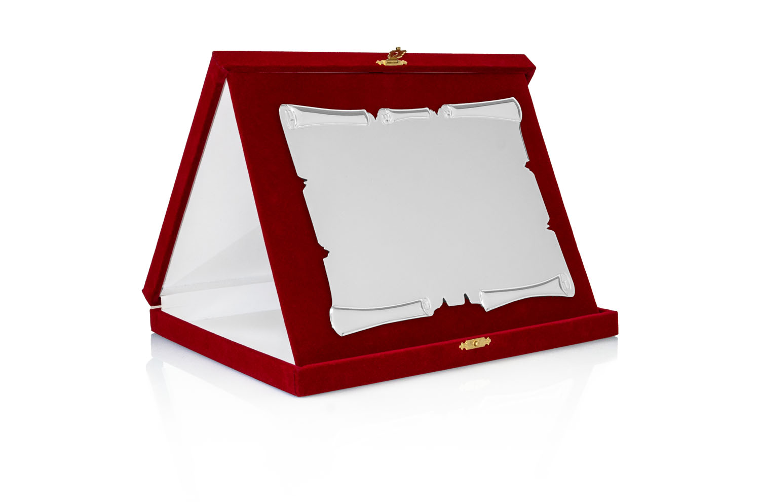 Targa Personalizzata con Astuccio in Velluto Rosso + Pergamena Argento