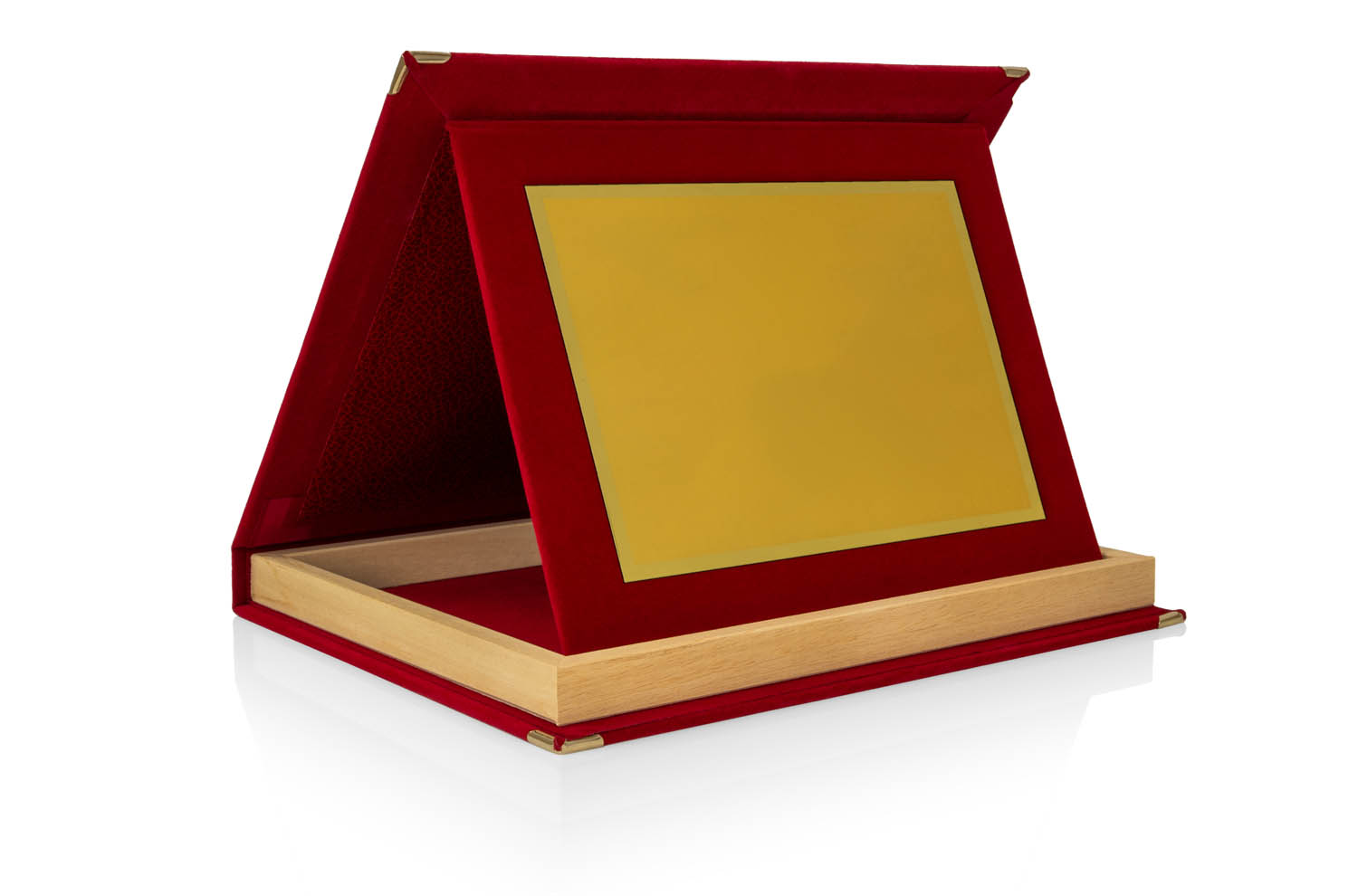 Targa Personalizzata con Astuccio in Velluto Rosso con bordino in legno + Targa Oro