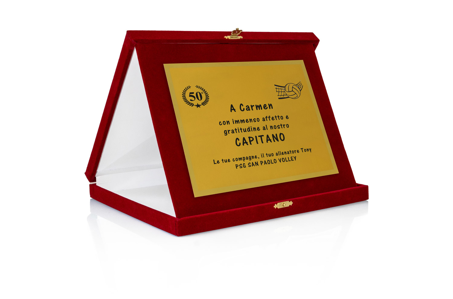 Targa Personalizzata con Astuccio in Velluto Rosso + Targa Oro