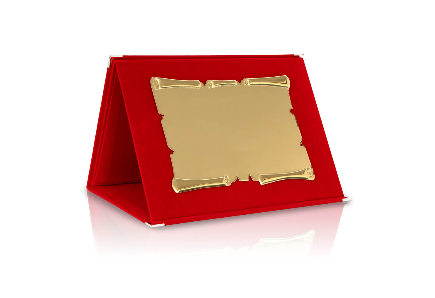 Targa Personalizzata Sottile con Astuccio in Velluto Rosso + Pergamena Oro